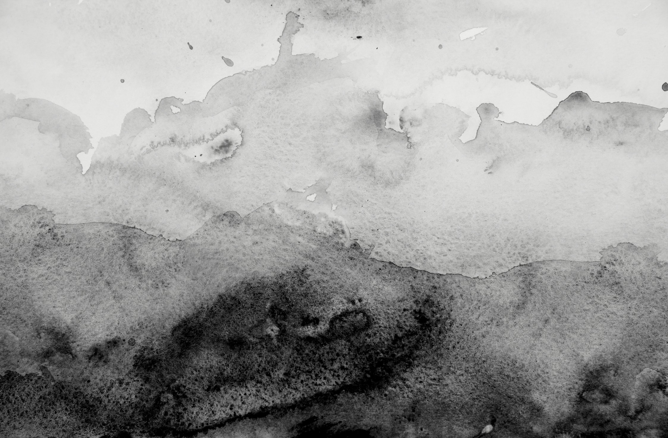 Black watercolor abstract ocean on white